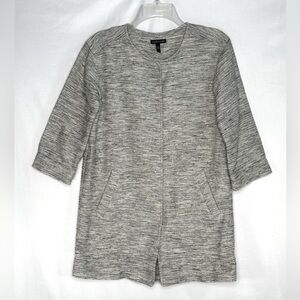 Eileen Fisher Woven Cotton Twist Jacket  Hidden Snap Closure Minimalist Sz XS‎